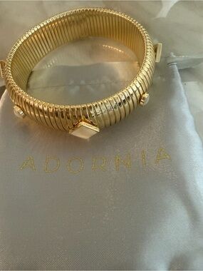 NWT Adornia Omega Gold Tone Stretch Bracelet with Accents